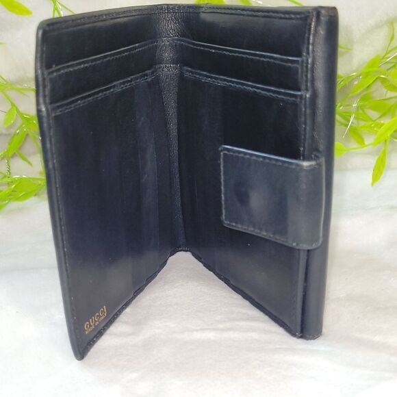 Authentic Gucci Black Lambskin Leather & Bamboo Compact Wallet - Picture 16 of 16